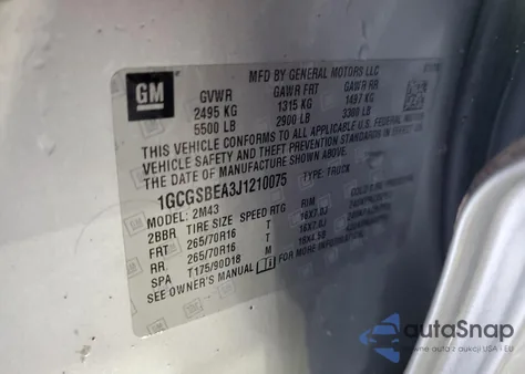 2018 Chevrolet Colorado from USA, damaged, VIN 1GCGSBEA3J1210075